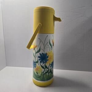 Vintage Aladdin Pump-A-Drink Quart Vacuum Bottle Floral Insulated Picnic Jug